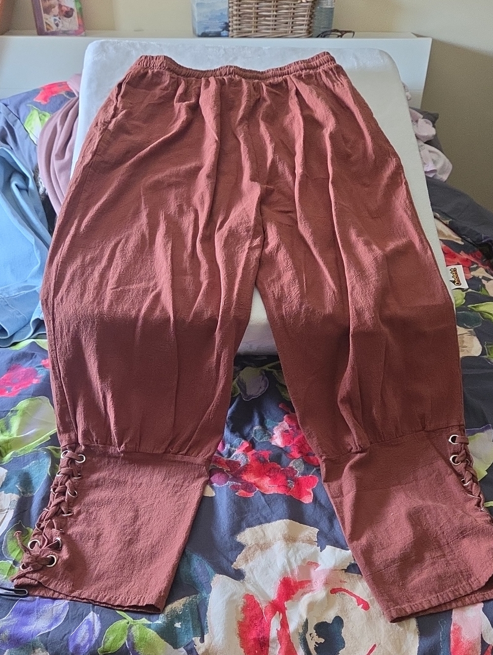 Lace-Up Detailed Drawstring Pants - Rust - Picture 4 of 5